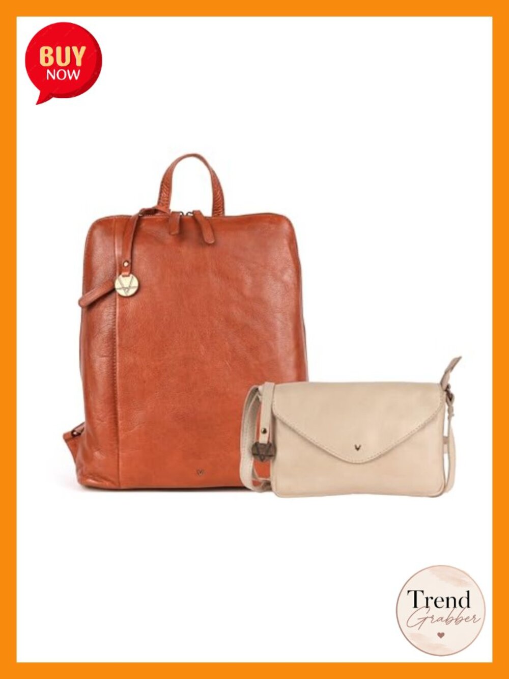 Genuine Italian Leather Backpack & Crossbody Bag Set – Adjustable Straps